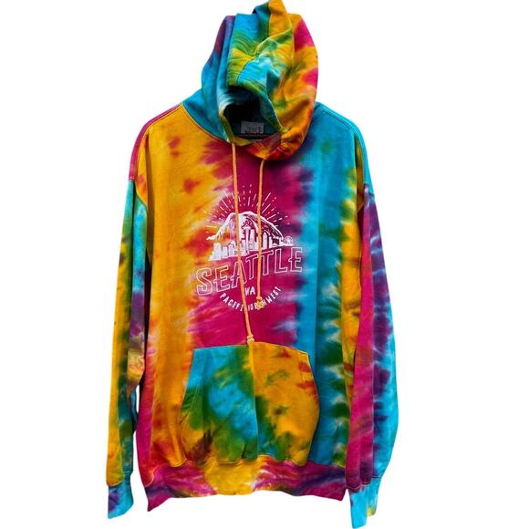 Seattle Washington Tie dye hoodie sweatshirt Space Needle tag Size XL - Picture 1 of 5
